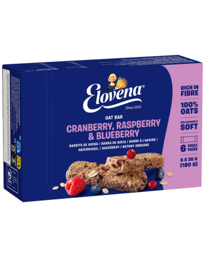Elovena Cranberry raspberry blueberry soft oat bar